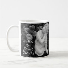 Personalized Sip Breathe Buddha Zen Black White Kaffemugg