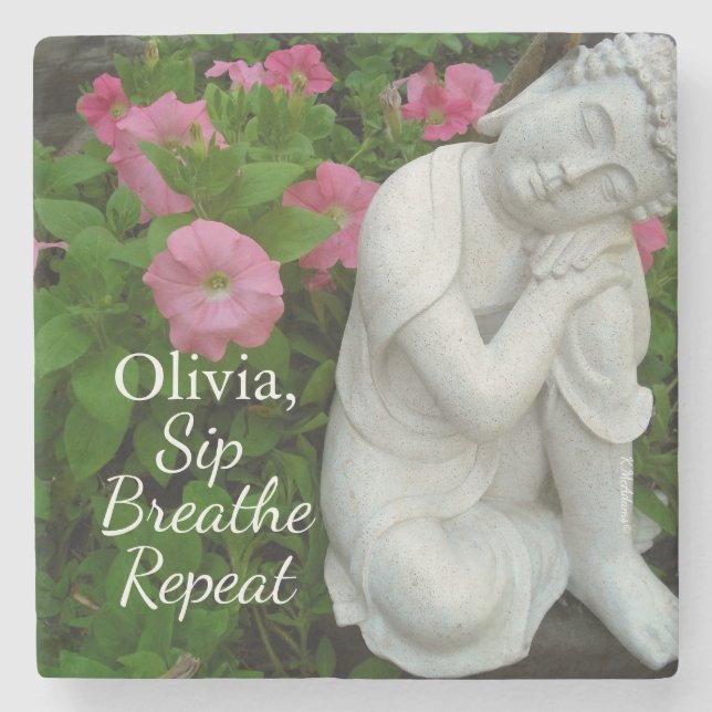 Personalized Sip Breathe Repeat Buddha Zen – Name Stenunderlägg (Framsidan)