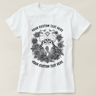 Personalized Skeleton Couple With Flowers Frame T Shirt