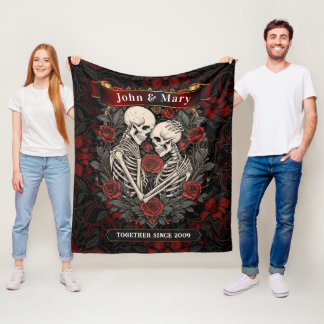 Personalized Skeleton Lovers Blanket | Gothic Wedd Fleecefilt