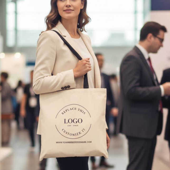 Personalized Small Business Branding Reusable Tygkasse (Custom tote bag with logo and website for trade shows and markets.)