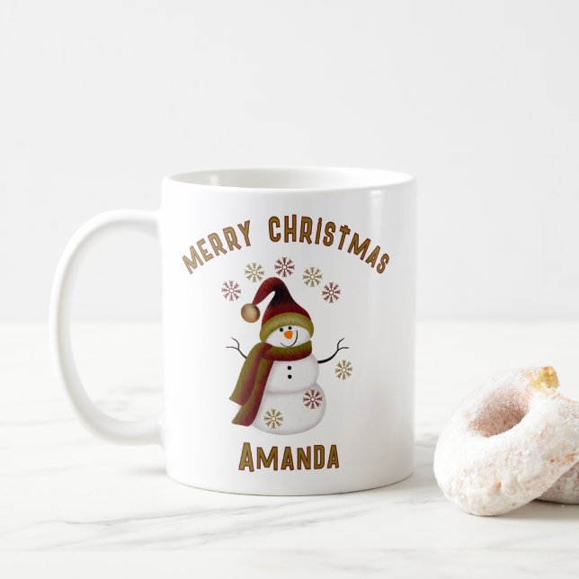 Personalized Snowman Christmas Kaffemugg (Med munk)