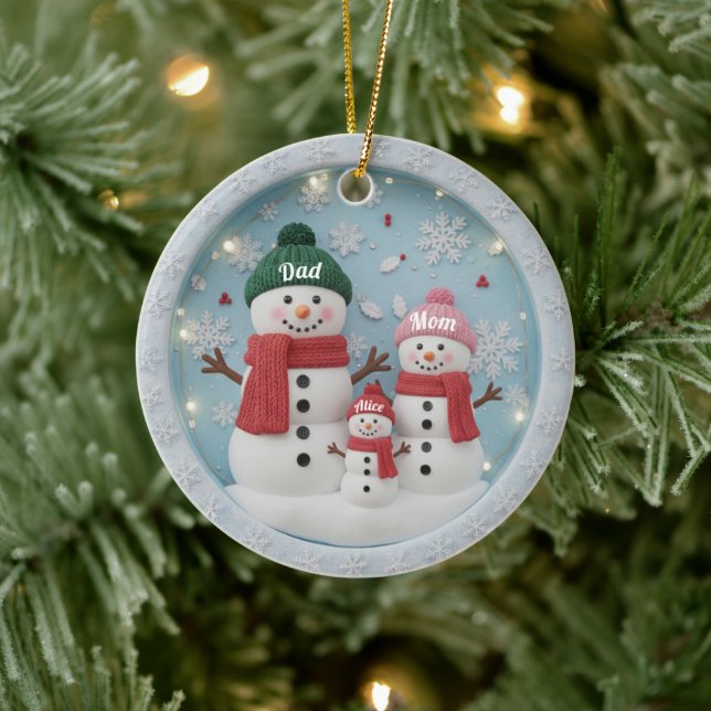 Personalized Snowman Family Ornament (Träd)