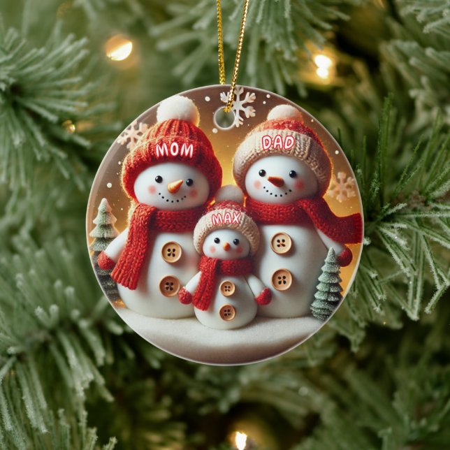 Personalized Snowman Family Ornament (Träd)
