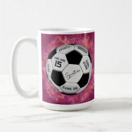 Personalized Soccer Ball Birthday  | Age Name Text Kaffemugg