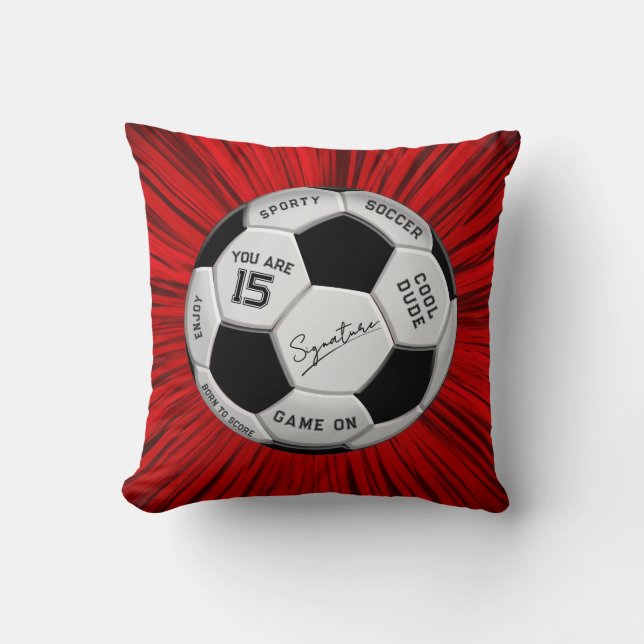 Personalized Soccer Ball Birthday | Age Name Text Kudde (Framsida)