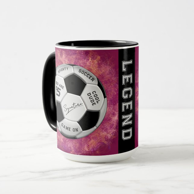 Personalized Soccer Ball Birthday  | Age Name Text Mugg (Framsida vänster)