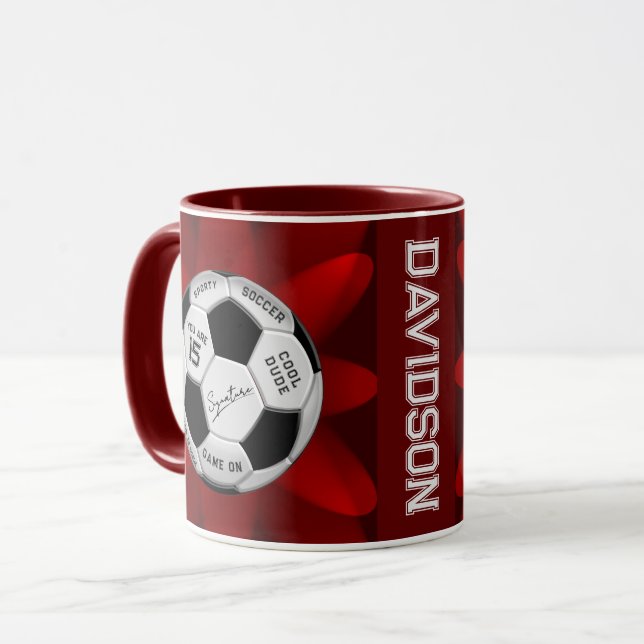 Personalized Soccer Ball Birthday  | Age Name Text Mugg (Framsida vänster)