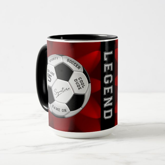 Personalized Soccer Ball Birthday  | Age Name Text Mugg (Framsida vänster)