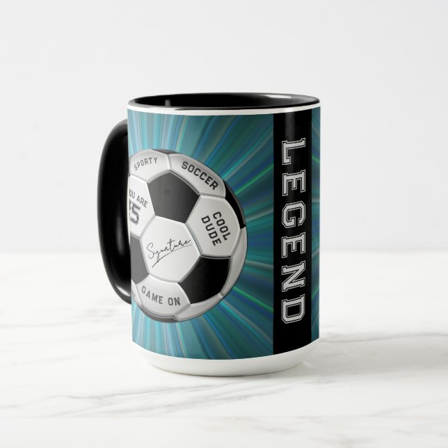 Personalized Soccer Ball Birthday  | Age Name Text Mugg (Framsida vänster)