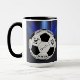 Personalized Soccer Ball Birthday  | Age Name Text Mugg