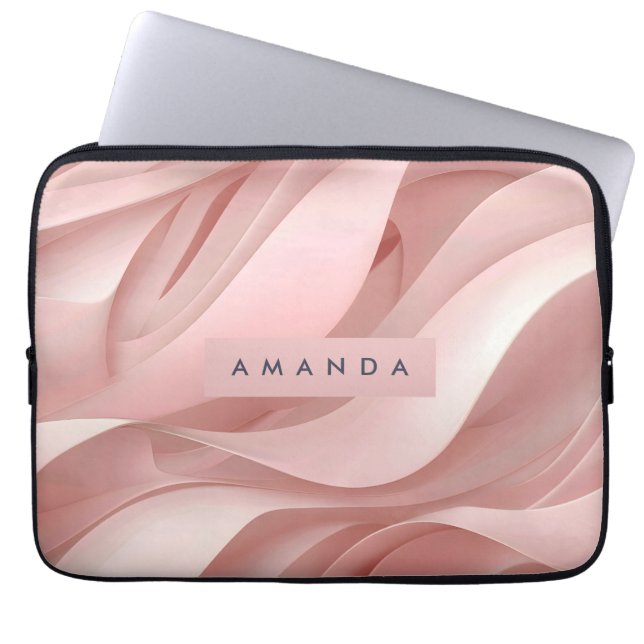 Personalized Soft Blush Pink Abstract Flow Design Laptop Fodral (Framsidan)