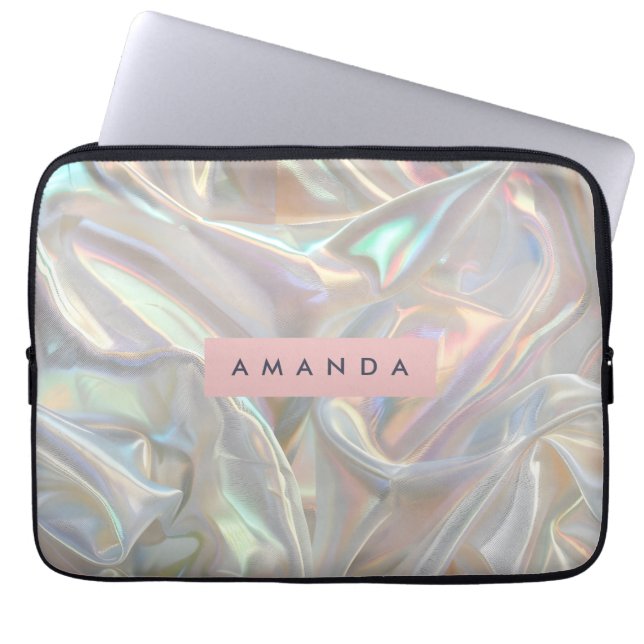 Personalized Soft Iridescent Pearl Shimmer Laptop Fodral (Framsidan)