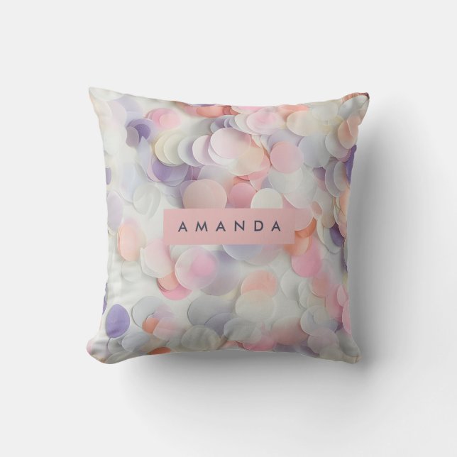 Personalized Soft Pastel Confetti Design Kudde (Framsida)