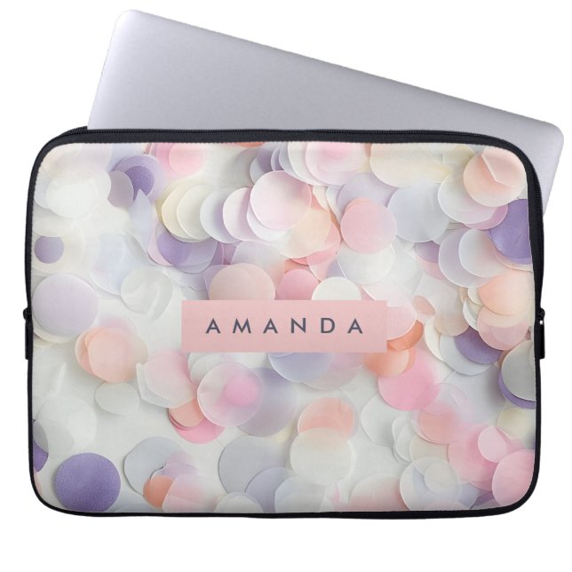 Personalized Soft Pastel Confetti Design Laptop Fodral (Framsidan)