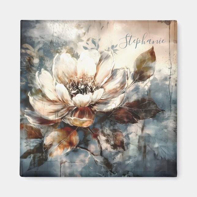 Personalized Soft Peony Watercolor Bloom Magnet (Framsidan)