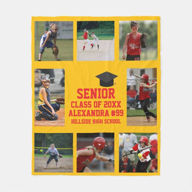 Personalized Softball Senior Night Graduation Grad Fleecefilt (Framsidan)