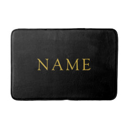 Personalized Solid Black Bath Mat with Custom Name Badrumsmatta