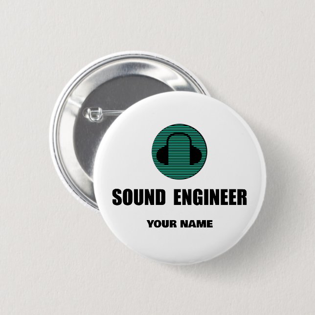 Personalized Sound Engineer Audio Engineering Knapp (Framsida & baksida)