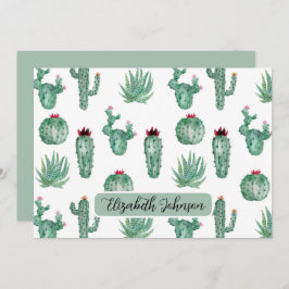 Personalized Southwest Cactus Botanical Note Card Anteckningskort