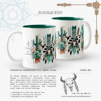 Personalized Southwestern Style Cowgirl Design  Två-Tonad Mugg