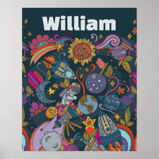 Personalized Space Name Poster for Kids 