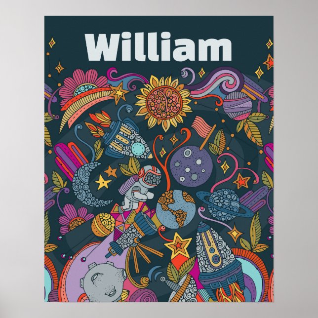 Personalized Space Name Poster for Kids  (Framsidan)