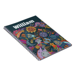 Personalized Space Name Poster for Kids  Anteckningsbok