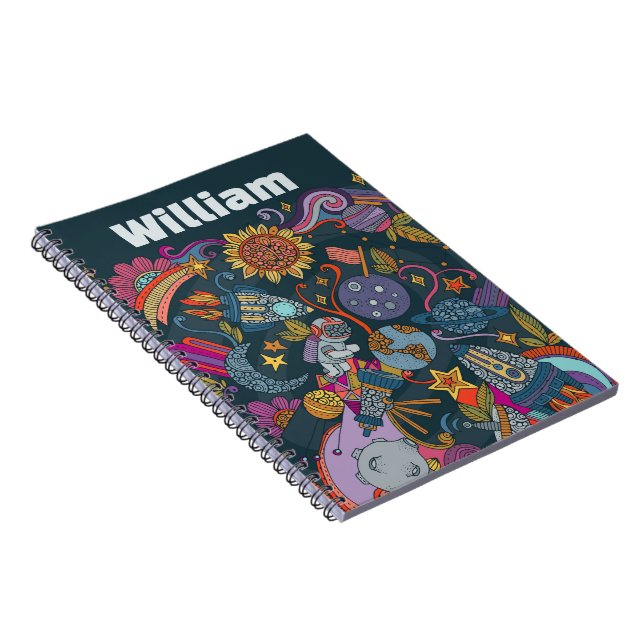 Personalized Space Name Poster for Kids  Anteckningsbok (Högra Sidan)