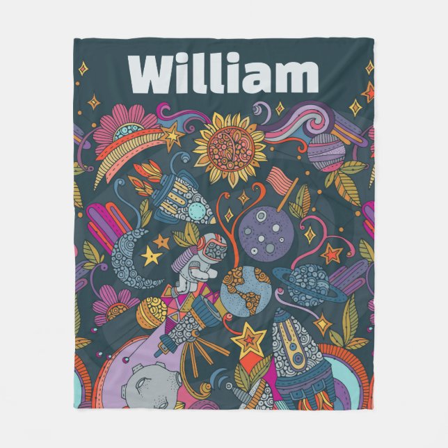 Personalized Space Name Poster for Kids  Fleecefilt (Framsidan)