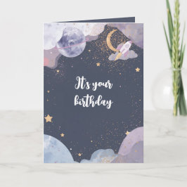 Personalized Space Theme Birthday Card Kort