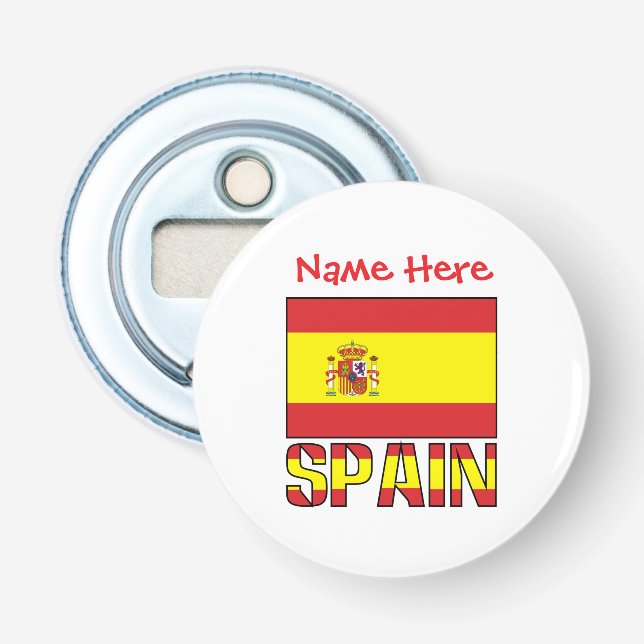 Personalized Spain Flag Heritage Design Flasköppnare (Framsidan)