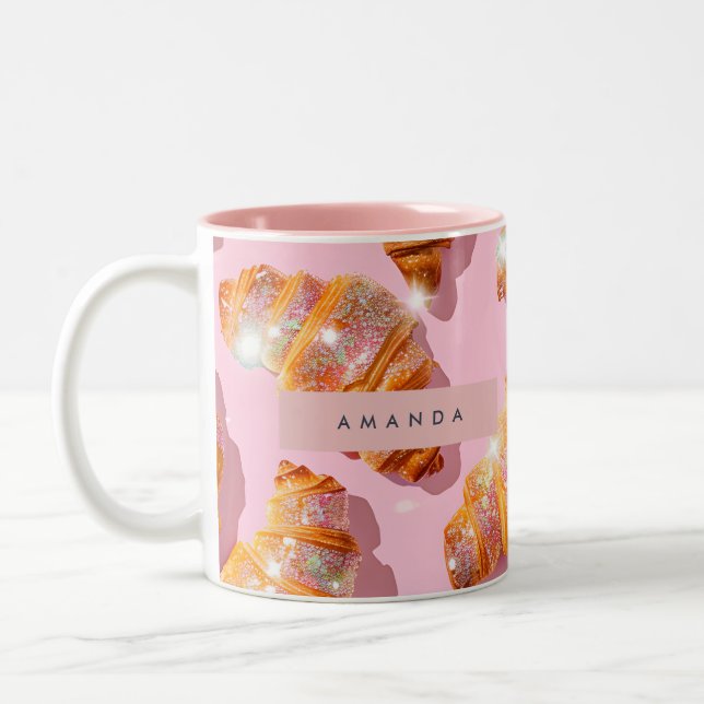 Personalized Sparkle Croissant Style Två-Tonad Mugg (Vänster)