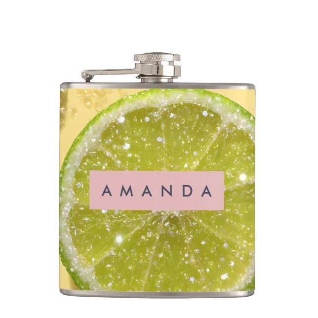 Personalized Sparkle Lime Slice Glitter Citrus  Fickplunta (Framsidan)
