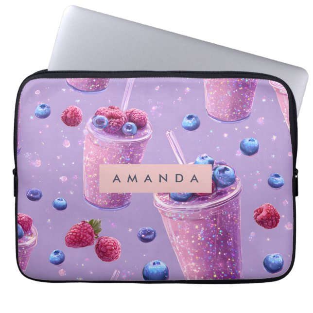 Personalized Sparkling Berry Bliss Purple Smoothie Laptop Fodral (Framsidan)