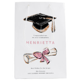 personalized Sparkling Graduation Cap Diploma Pink