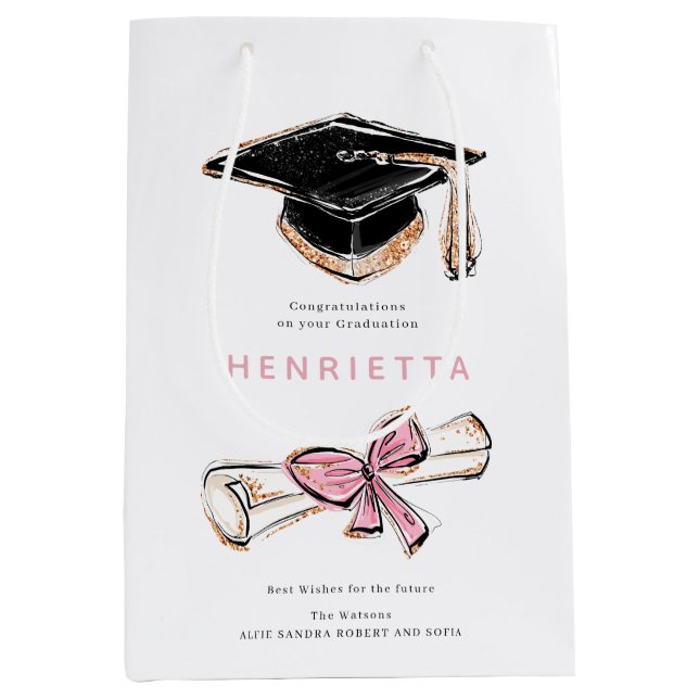 personalized Sparkling Graduation Cap Diploma Pink (Framsidan)