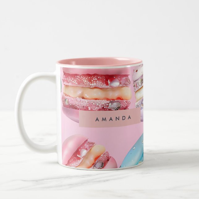 Personalized Sparkling Pastel Macaron Bliss Två-Tonad Mugg (Vänster)