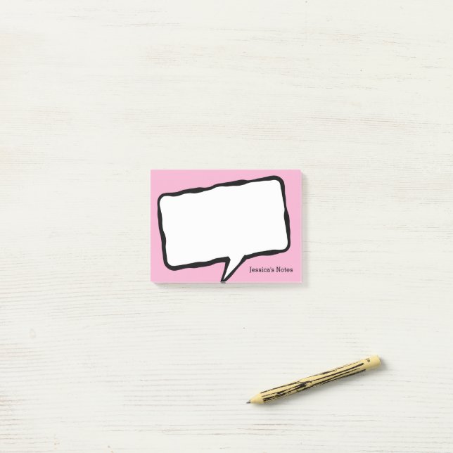 Personalized speech bubble pink Post-it® notes Post-it Block (On Desk)