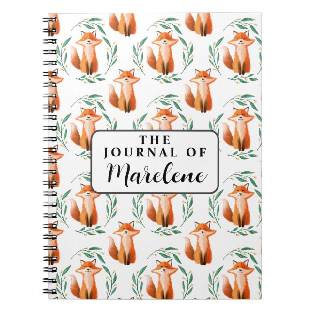 Personalized Spiral Photo Notebook – Cute Fox  Anteckningsbok (Framsidan)