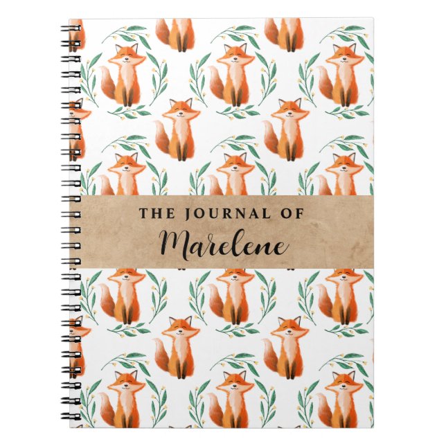 Personalized Spiral Photo Notebook – Cute Fox  Anteckningsbok (Framsidan)