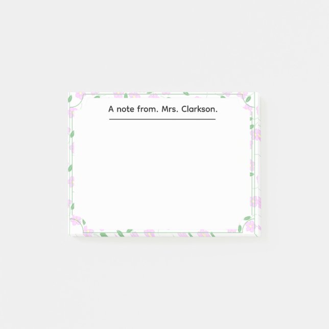 Personalized spring Floral for teachers present  Post-it Block (Framsida)