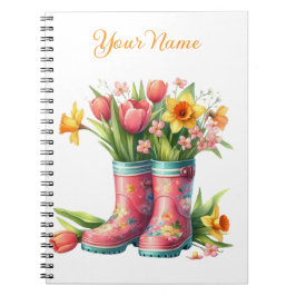 Personalized Spring Floral Spiral Notebook Anteckningsbok