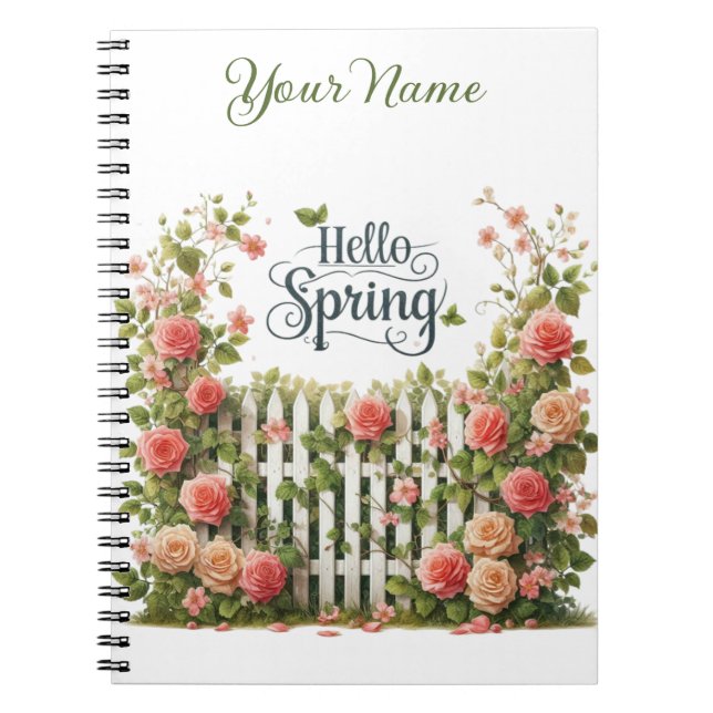 Personalized Spring Floral Spiral Notebook Anteckningsbok (Framsidan)