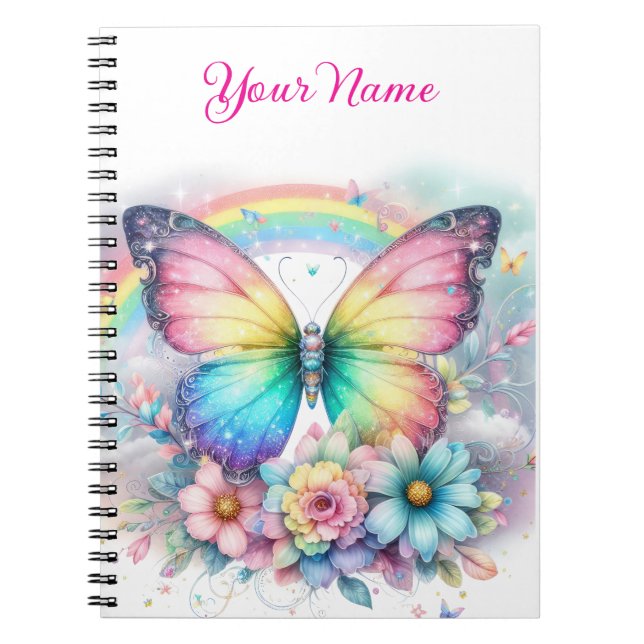Personalized Spring Floral Spiral Notebook Anteckningsbok (Framsidan)