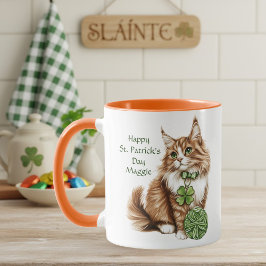 Personalized St. Patrick’s Day Long-Haired Cat Mug Mugg