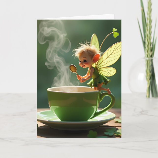 Personalized St. Patrick's Day Fairy Card Helgkort (Framsida)