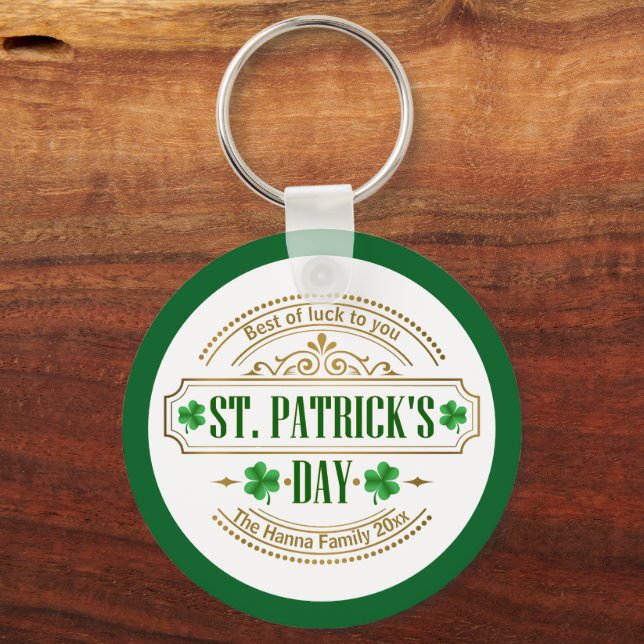 Personalized St. Patrick's Day I Luck of the Irish Nyckelring (Baksida)