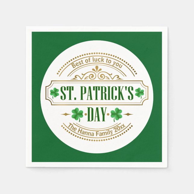 Personalized St. Patrick's Day I Luck of the Irish Pappersservett (Framsidan)