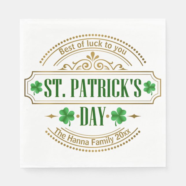 Personalized St. Patrick's Day I Luck of the Irish Pappersservett (Framsidan)